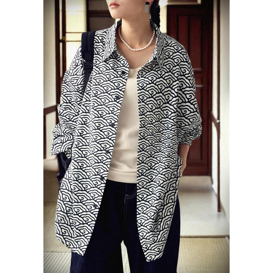 00s archive goa long sleeve アンサンブル antiqua（アンティカ） 雲青海波柄シャツ シャツ レディース トップス