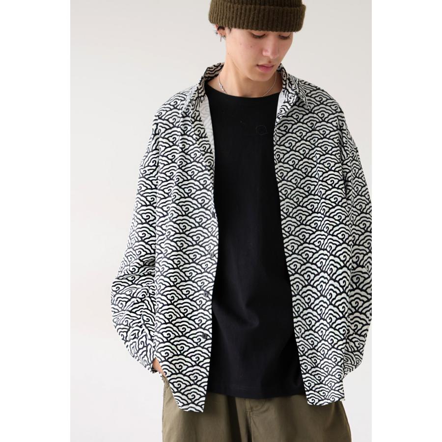 antiqua（アンティカ） 雲青海波柄シャツ シャツ レディース トップス