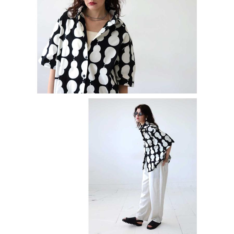 ひょうたん柄 シャツ レディース トップス 半袖 送料無料・500ptメール便可 | antiqua | 15