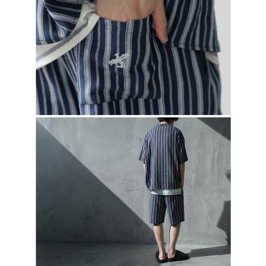 antiqua（アンティカ） ハーフパンツ メンズ ストライプ 鳳凰 刺繍