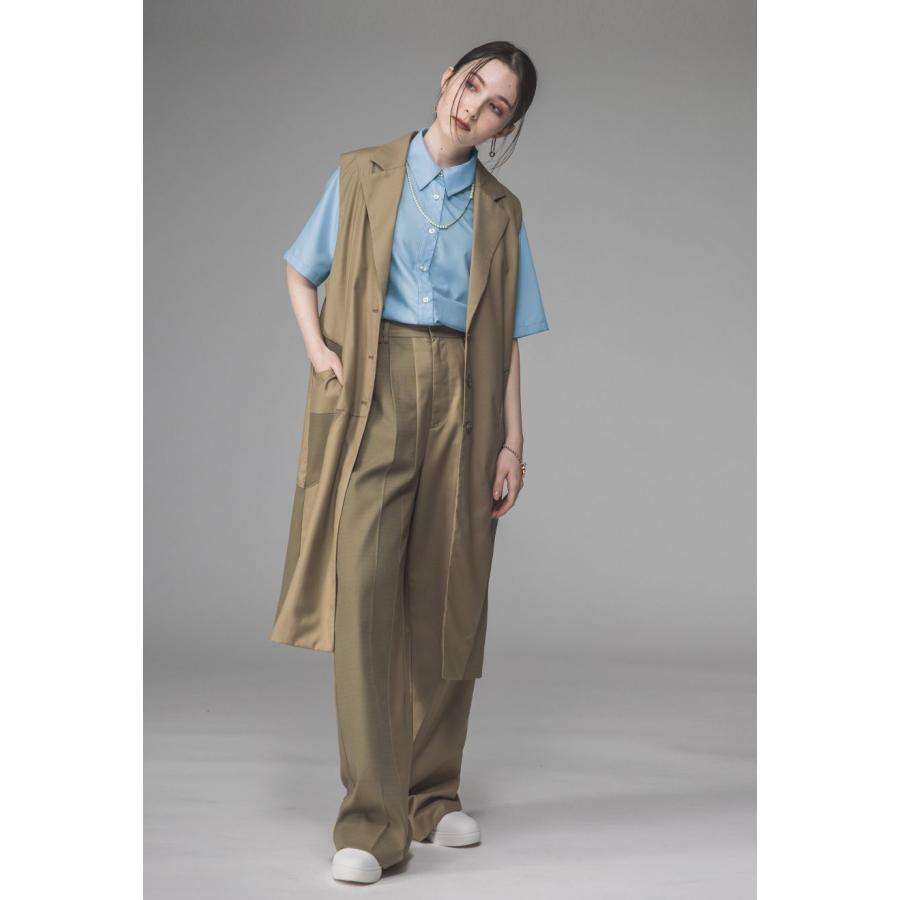 antiqua（アンティカ） 異素材切替 タックパンツ レディース ロング