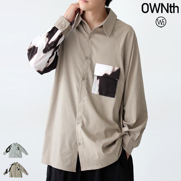 antiqua（アンティカ） 墨汁柄 ポケット付 ユニセックス シャツ 長袖