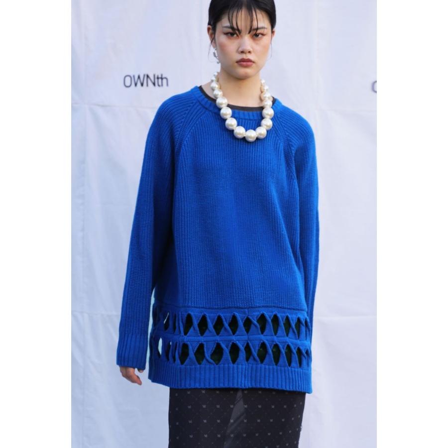 antiqua（アンティカ） 透かし編み デザインニット レディース 長袖