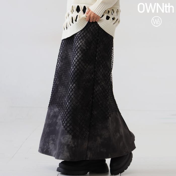 antiqua（アンティカ） メッシュレイヤードレザースカート レディース