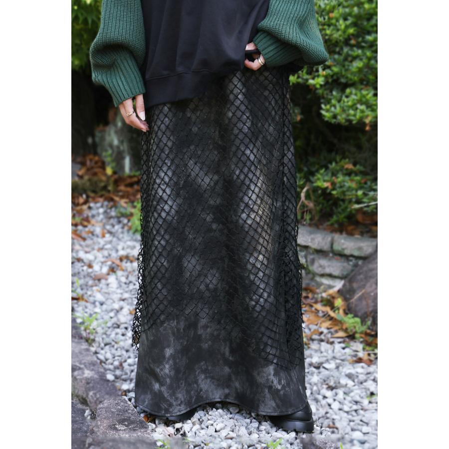 antiqua（アンティカ） メッシュレイヤードレザースカート レディース