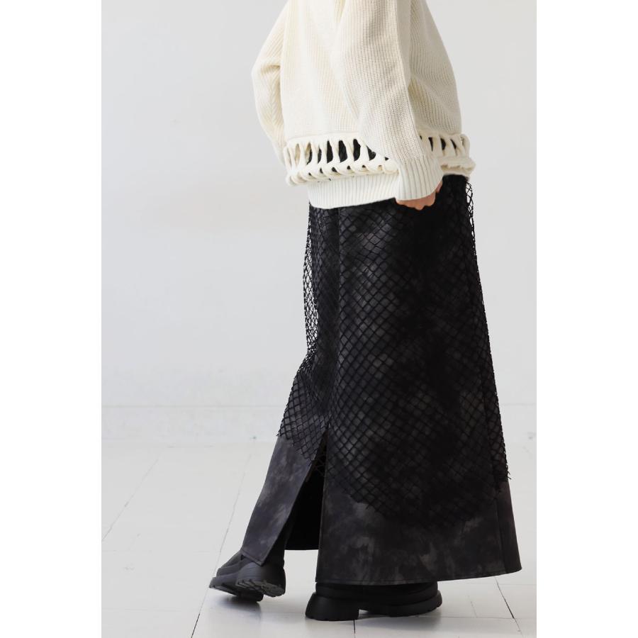 antiqua（アンティカ） メッシュレイヤードレザースカート レディース