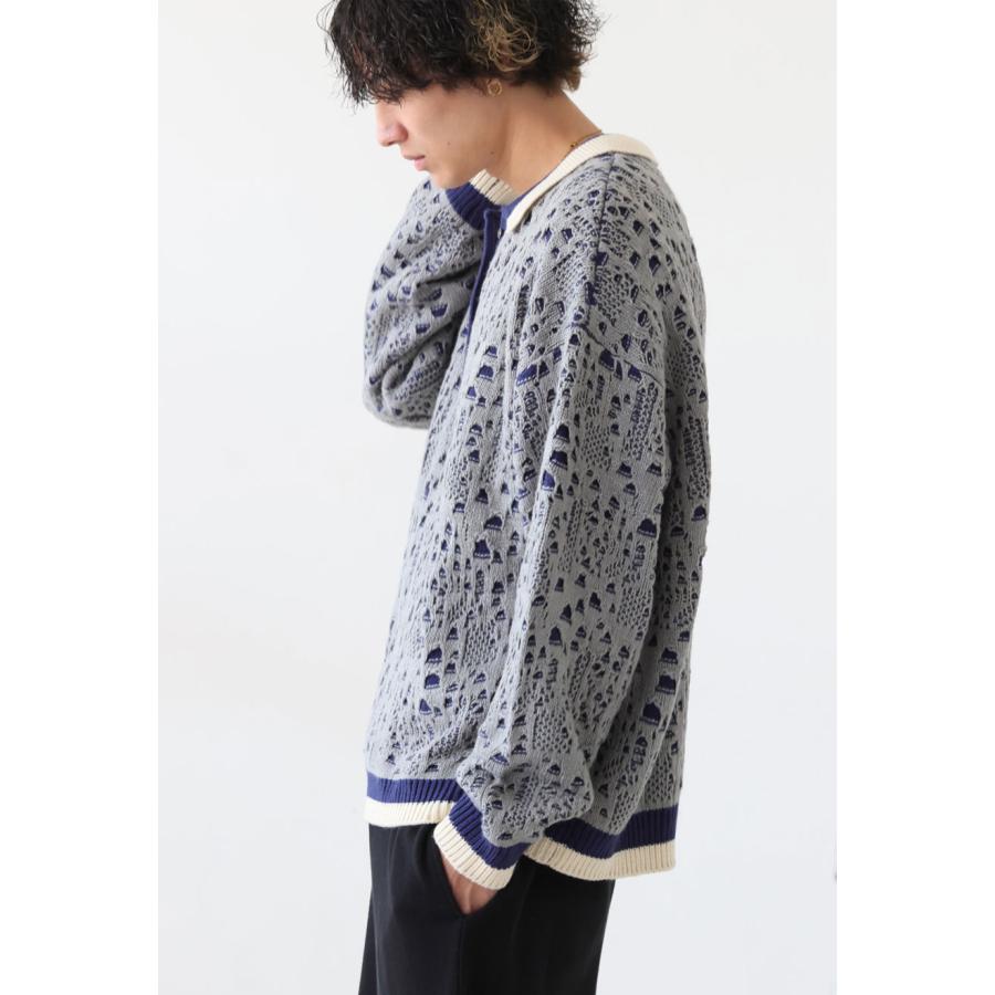 antiqua（アンティカ） 透かし編みレイヤードポロニット ユニセックス