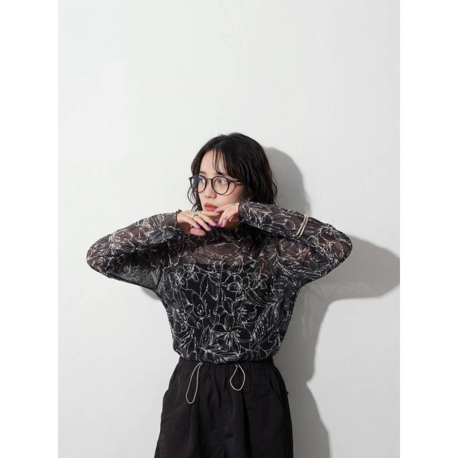 antiqua（アンティカ） シアートップス レディース 花柄 ハイネック