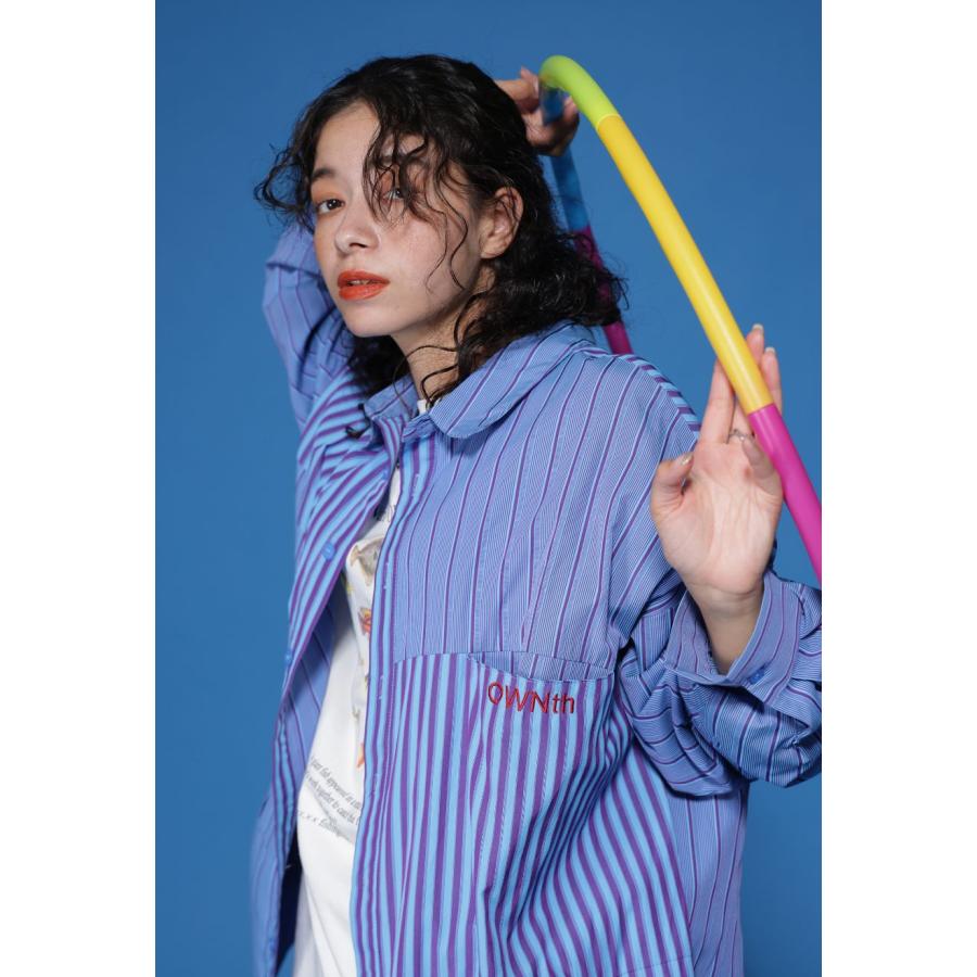 antiqua（アンティカ） ランダムストライプ切替シャツ ユニセックス