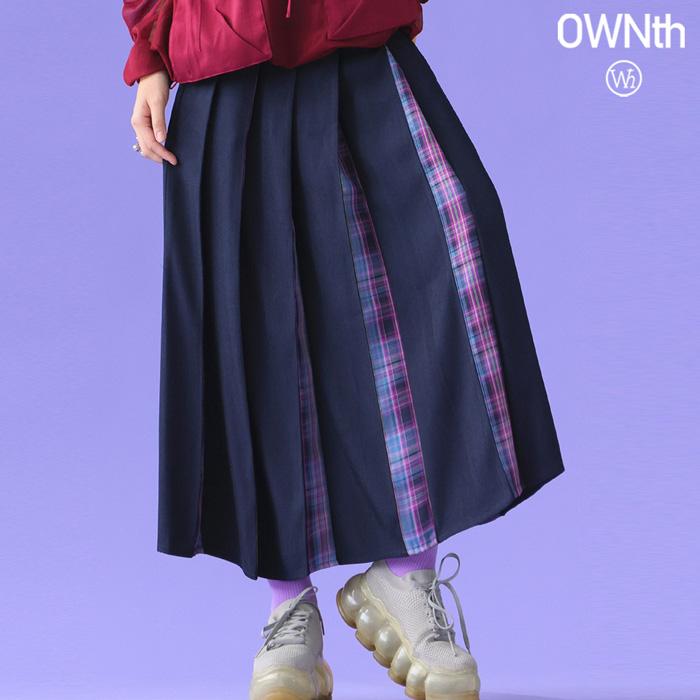 antiqua（アンティカ） チェック柄切替 プリーツスカート レディース