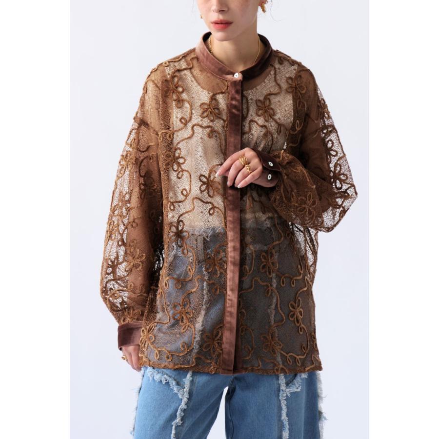 antiqua（アンティカ） 花柄 レースシャツ レディース トップス 長袖