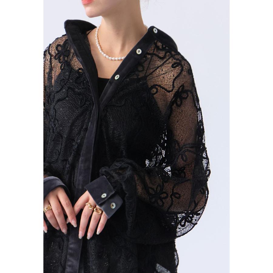 antiqua（アンティカ） 花柄 レースシャツ レディース トップス 長袖 