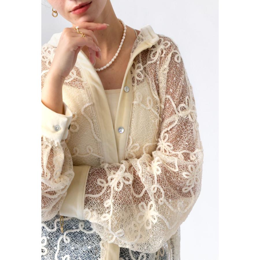 antiqua（アンティカ） 花柄 レースシャツ レディース トップス 長袖