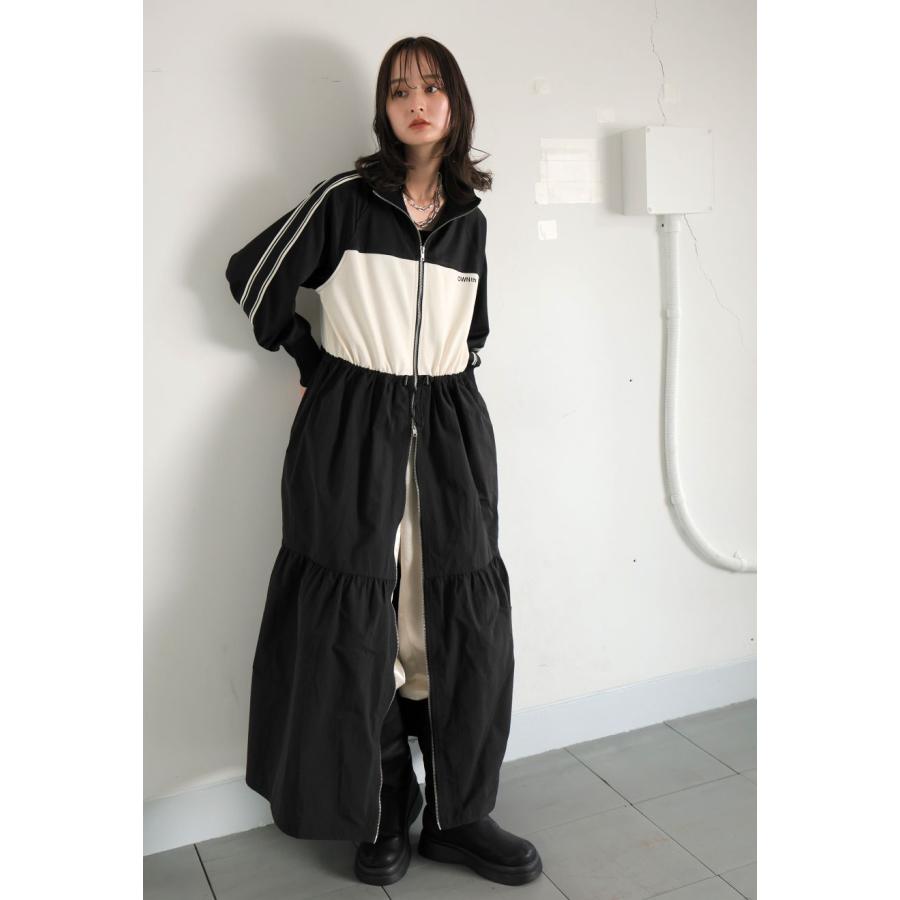 新品 antiqua,OWNth ライン切替ワンピース ブラック・ホワイト antiqua（アンティカ） ライン切替 ワンピース レディース ロング 長袖