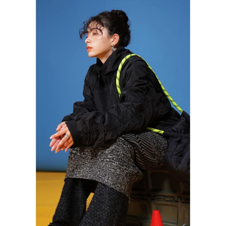 Kako　マンシングウェア　中綿ワンピースL　黒ブラック　千鳥柄 antiqua（アンティカ） 千鳥格子 切替 ニットワンピ レディース V