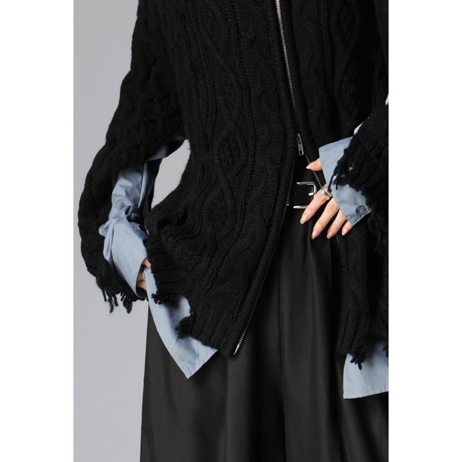 ケーブル編み ジップカーディガン レディース 長袖 送料無料・メール便不可 冬新作 antiqua（アンティカ） ケーブル編み ジップカーディガン レディース