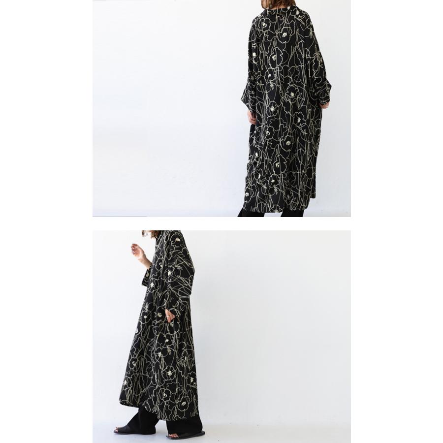 antiqua（アンティカ） 花柄 スキッパーワンピ ワンピース 長袖 ロング
