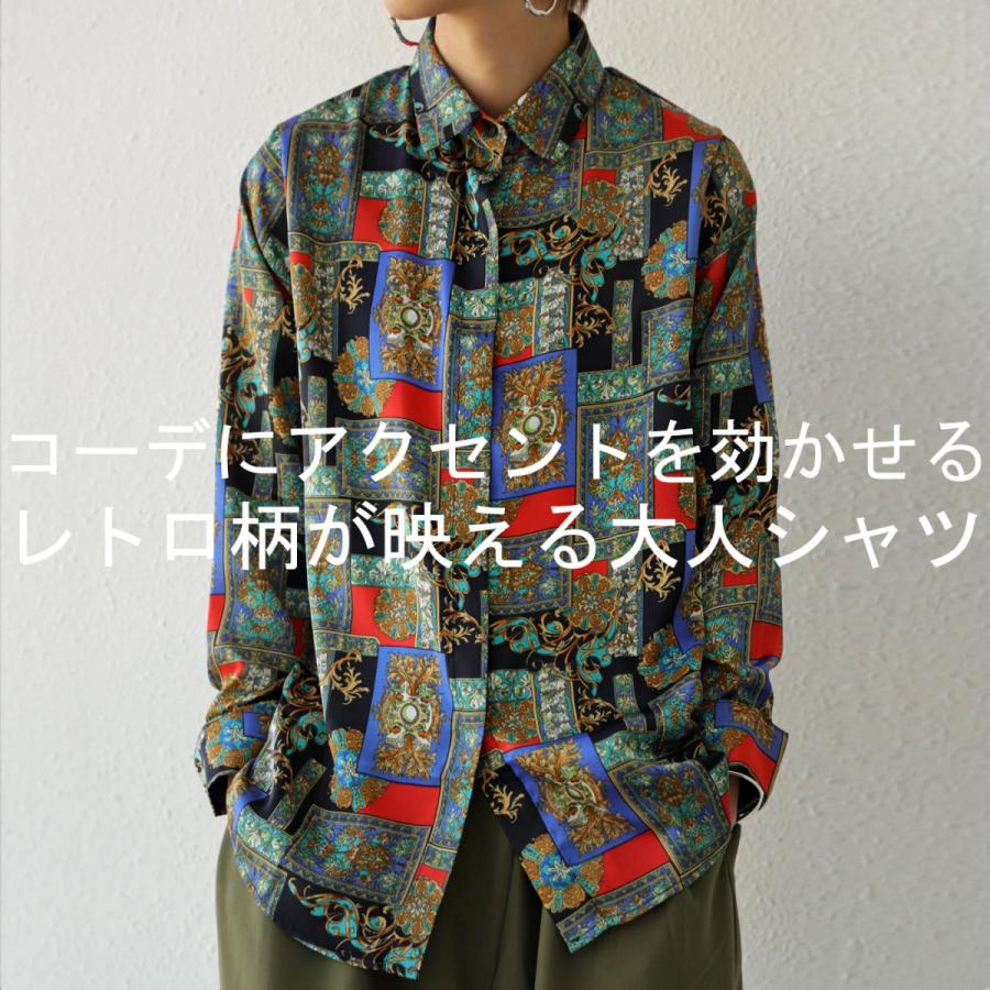 antiqua トップス レディース シャツ 長袖 スカーフ柄 羽織り 総 antiqua トップス レディース シャツ 長袖 スカーフ柄 羽織り 総