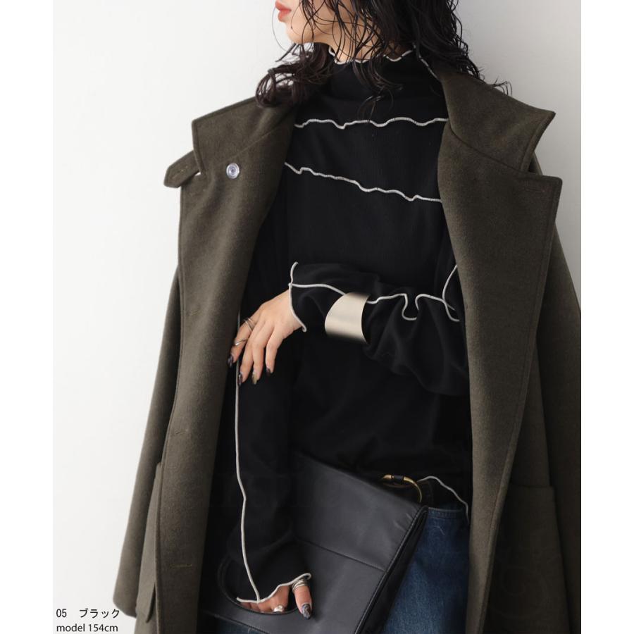 antiqua メロウトップス レディース トップス 長袖 無地 配色 antiqua メロウトップス レディース トップス 長袖 無地 配色
