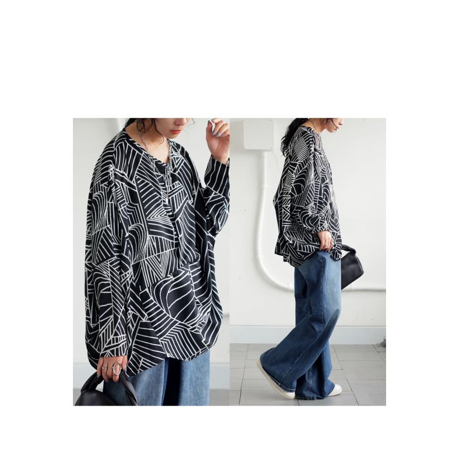 antiqua（アンティカ） 幾何学柄ドルマントップス トップス レディース 