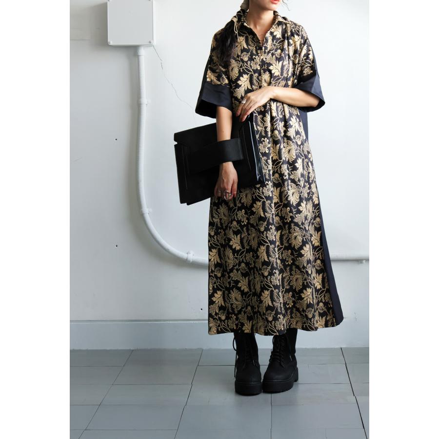 antiqua（アンティカ） ジャガード切替 ロングワンピース レディース