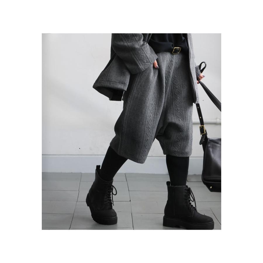 antiqua（アンティカ） 立体柄 サルエルハーフパンツ レディース