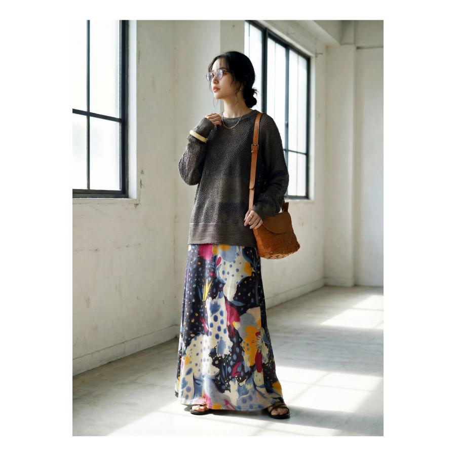 antiqua（アンティカ） ドット 花柄 ロングスカート レディース A