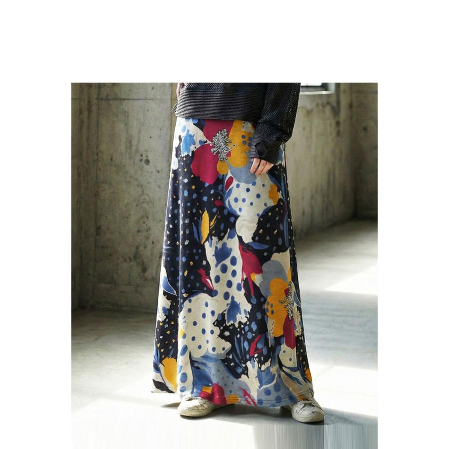 antiqua（アンティカ） ドット 花柄 ロングスカート レディース A