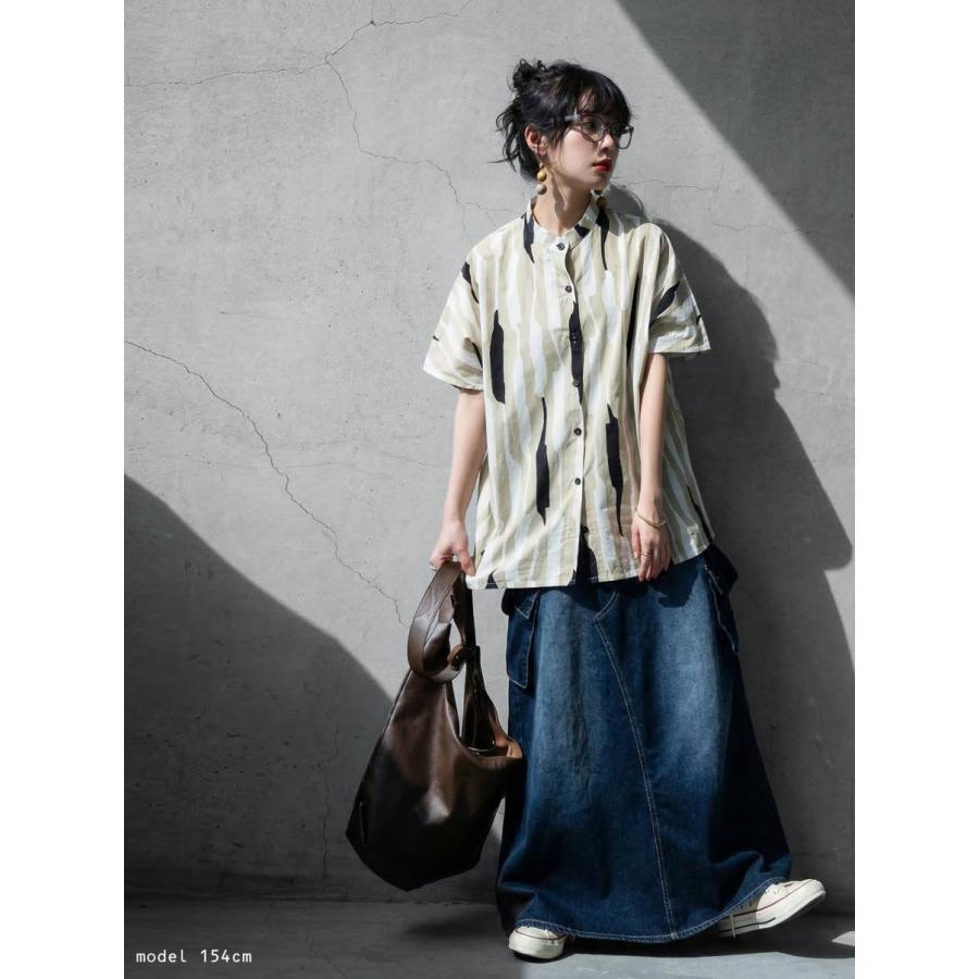antiqua（アンティカ） ストライプ柄 シャツ レディース 半袖 綿100