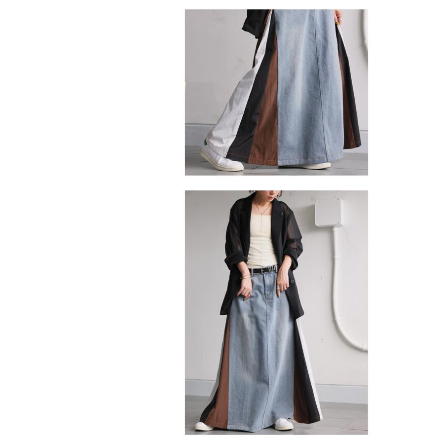 antiqua（アンティカ） 異素材切り替えデニムスカート レディース