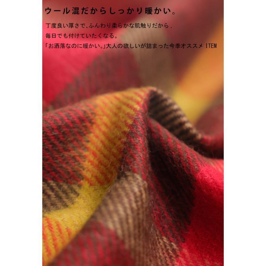 antiqua（アンティカ） チェック柄 2WAY ストール ポンチョ レディース