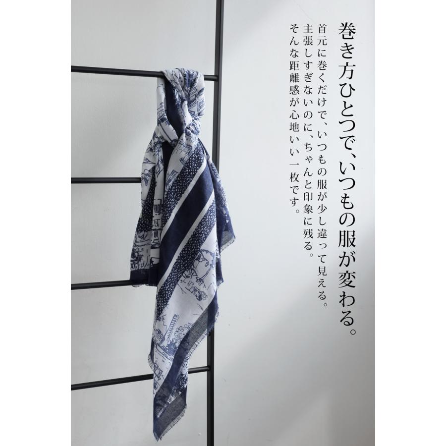 antiqua（アンティカ） 街並み柄 大判スカーフ レディース ストール