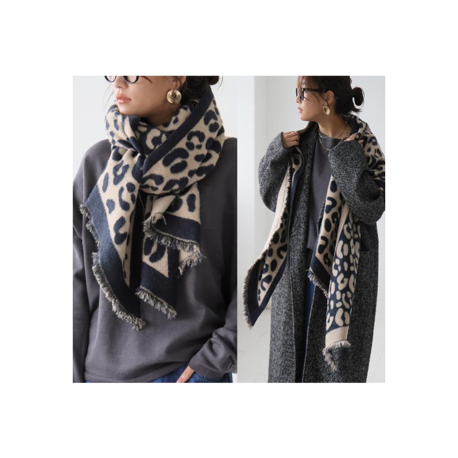 antiqua（アンティカ） レオパード柄 大判ストール レディース