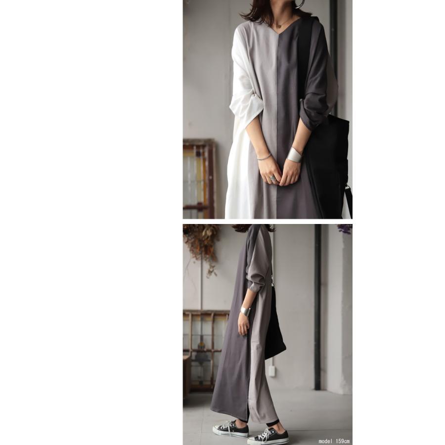 ワンピース 長袖 レディース ｖネック 切替 配色 ワンピ 配色ワンピース 再再販 メール便不可 母の日 Pk Antiqua 通販 Yahoo ショッピング