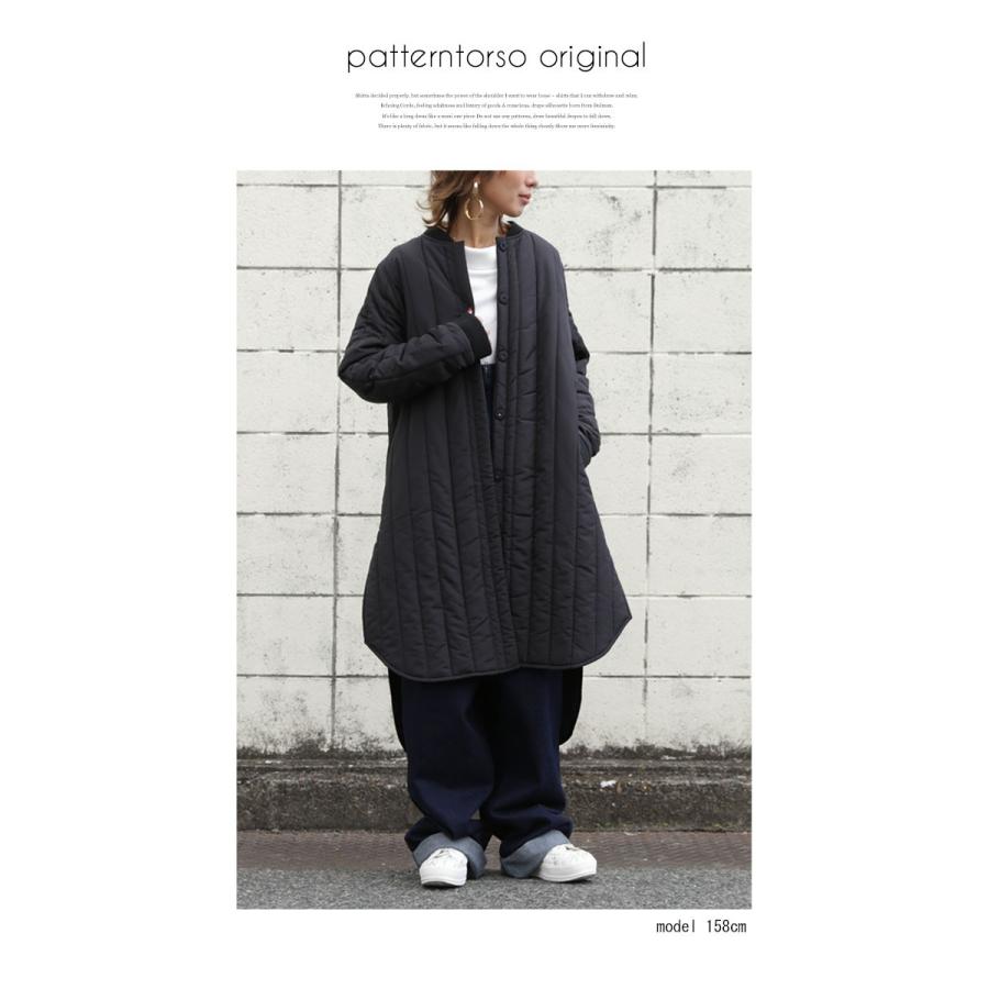 antiqua キルティング ロングコート 黒 ダウンのような暖かさ キルティングコート コート レディース アウター