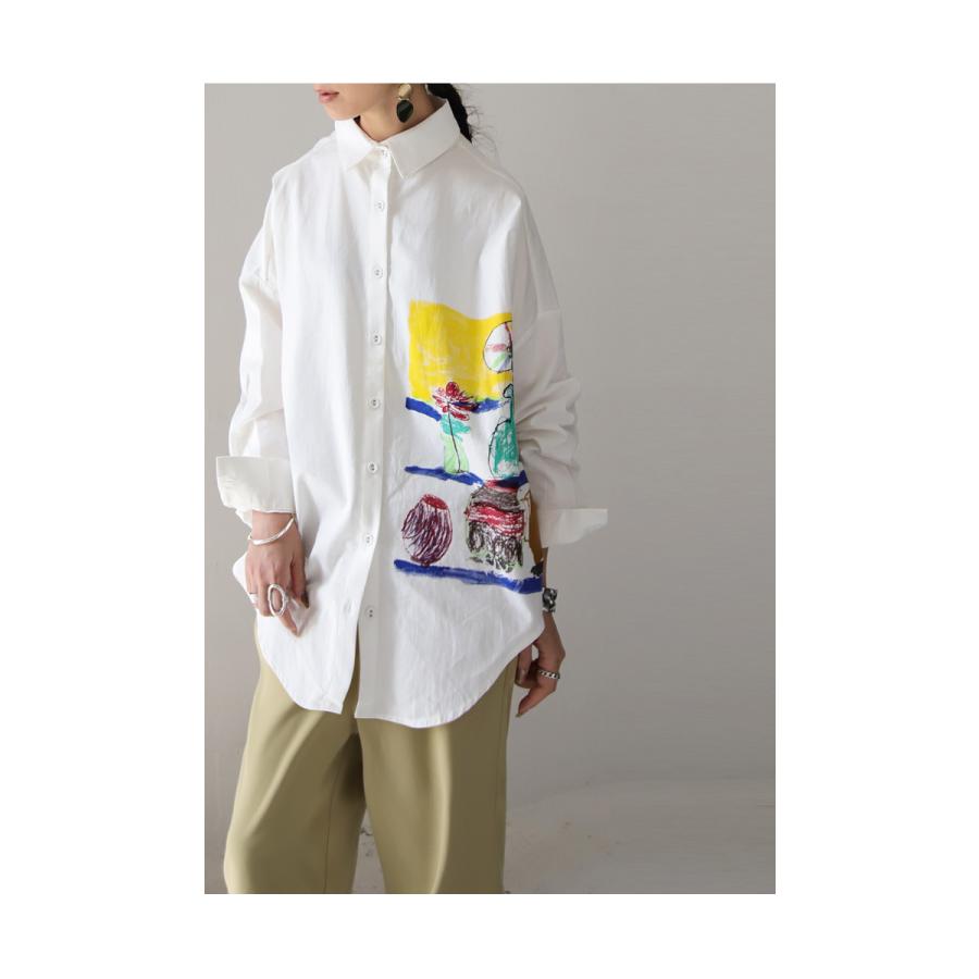 ップス シャツ レディース 長袖 綿 綿100 イラスト 手描き絵シャツ 8月30日0時 再再販 80ptメール便可 Pk Antiqua 通販 Yahoo ショッピング