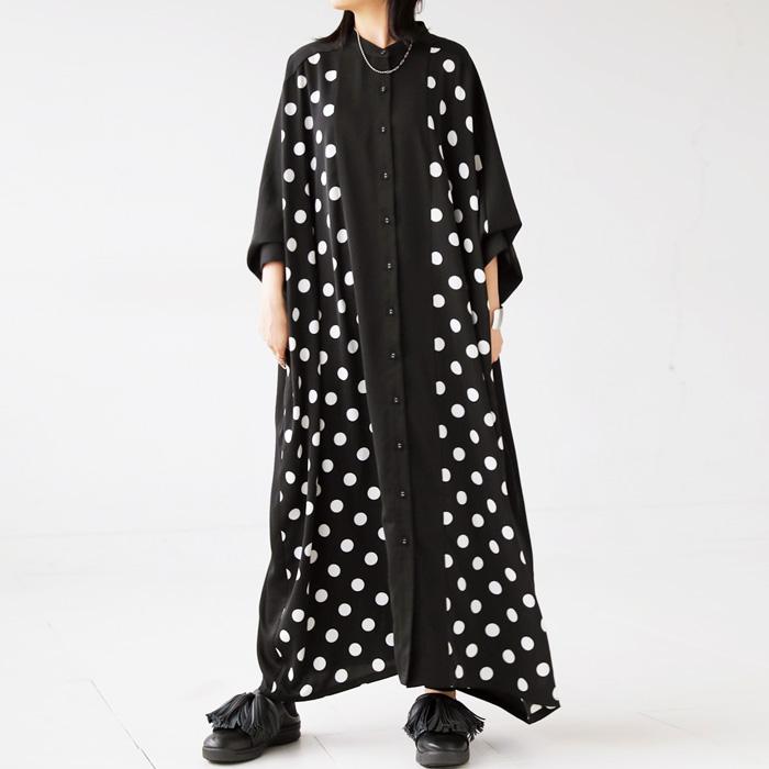 ICHI Antiquités ドット柄シャツワンピース ICHI Antiquités ドット柄シャツワンピース