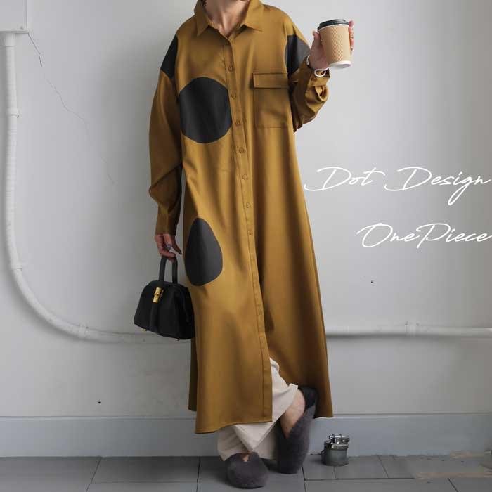 antiqua（アンティカ） ドットシャツワンピース ワンピース レディース