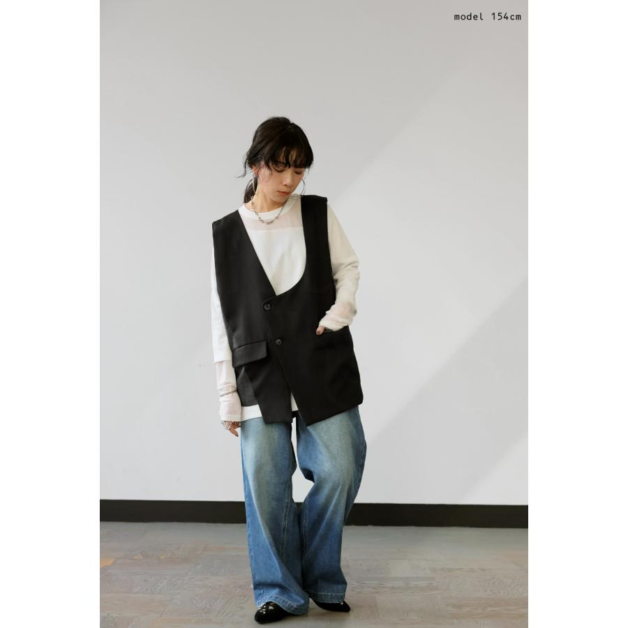 アシメカラーウェア antiqua（アンティカ） アシメデザインベスト ベスト ジレ レディース