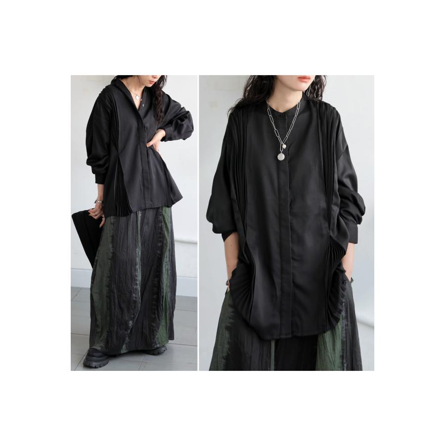 antiqua（アンティカ） プリーツタックシャツ レディース トップス