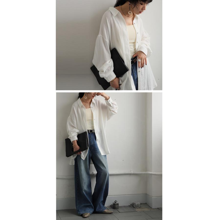 antiqua（アンティカ） シャツ レディース トップス 長袖 リネン風