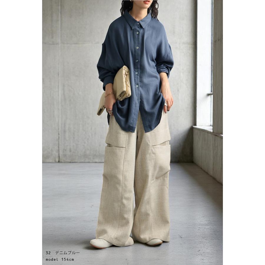 antiqua（アンティカ） シャツ レディース トップス 長袖 リネン風