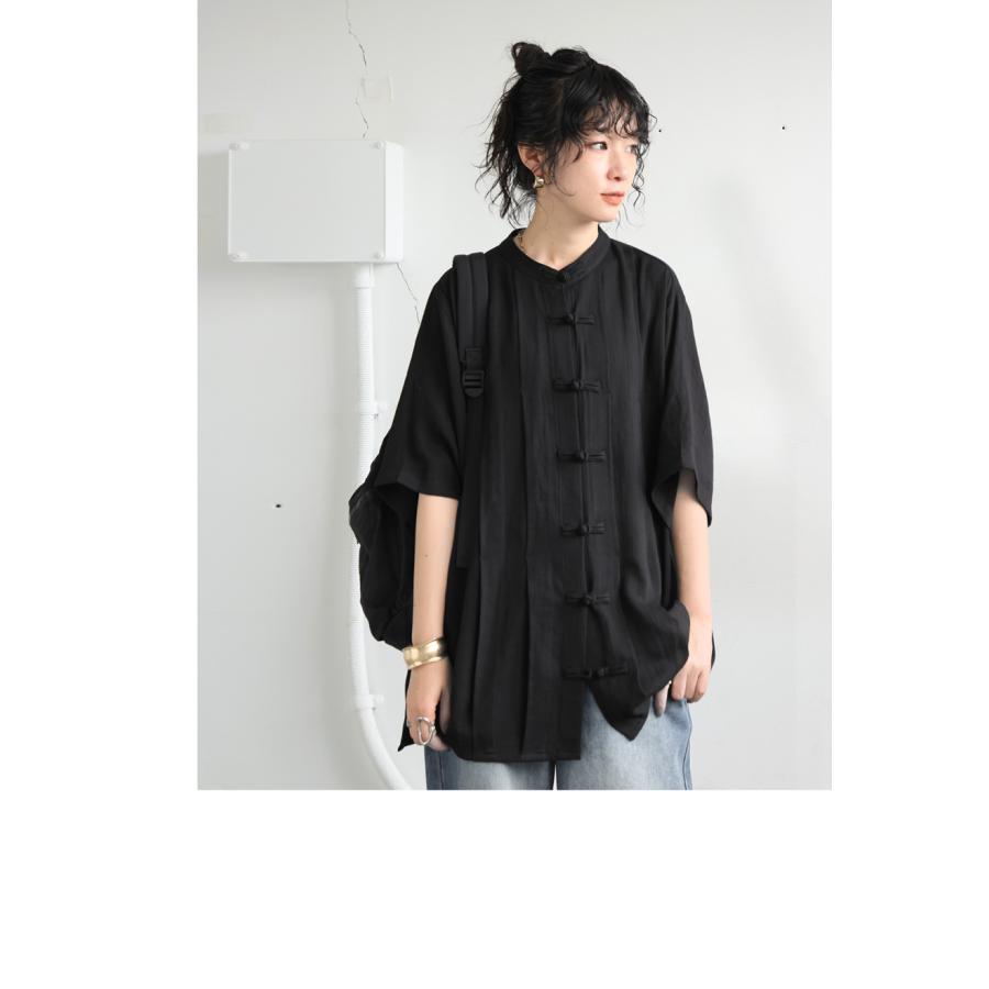 antiqua（アンティカ） 予約6月上旬納期 チャイナボタン シャツ