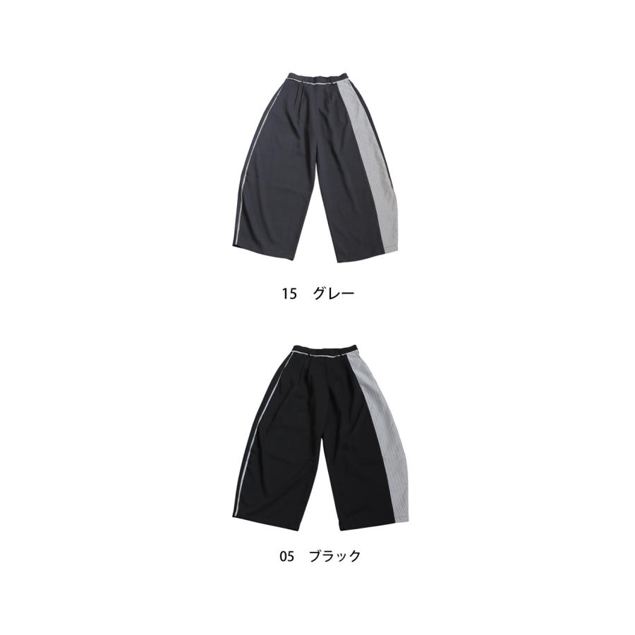 CRESCENT　ワイドパンツ　異素材切り替え antiqua（アンティカ） 異素材切替カーブワイドパンツ レディース