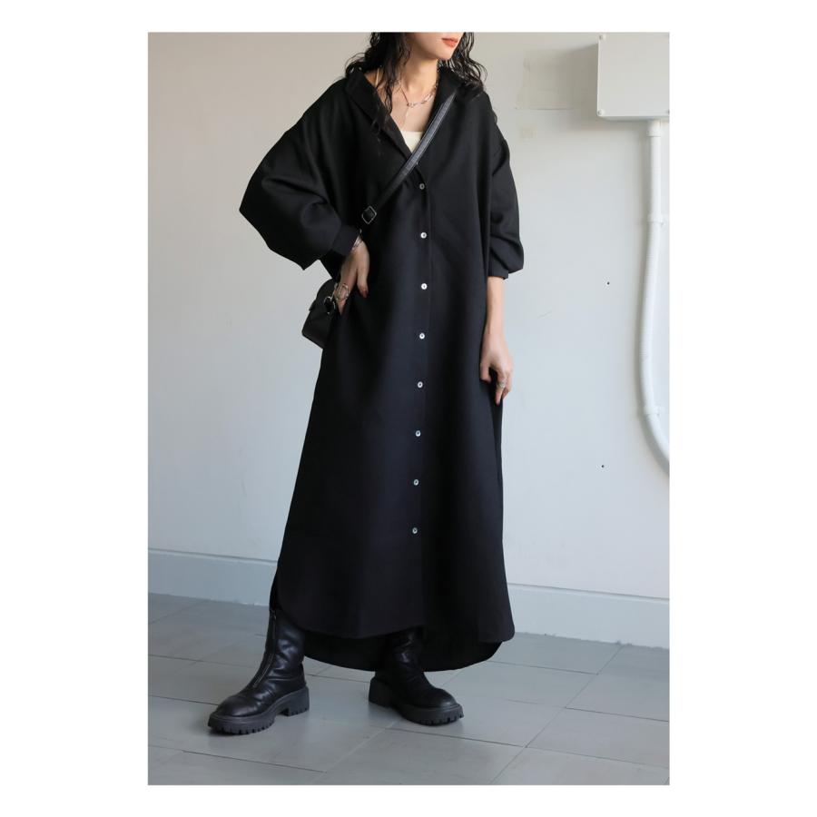antiqua（アンティカ） ワッフル布帛 シャツワンピース レディース