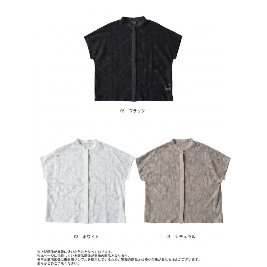 antiqua（アンティカ） シャツ レディース 半袖 花柄 レース シアー
