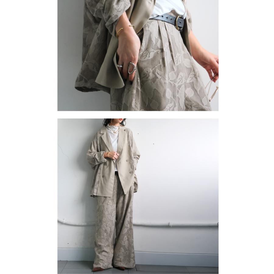 antiqua 総レースワイドパンツコットン100% 裏地付き カーキ L antiqua（アンティカ） ツイルタックワイドパンツ パンツ レディース