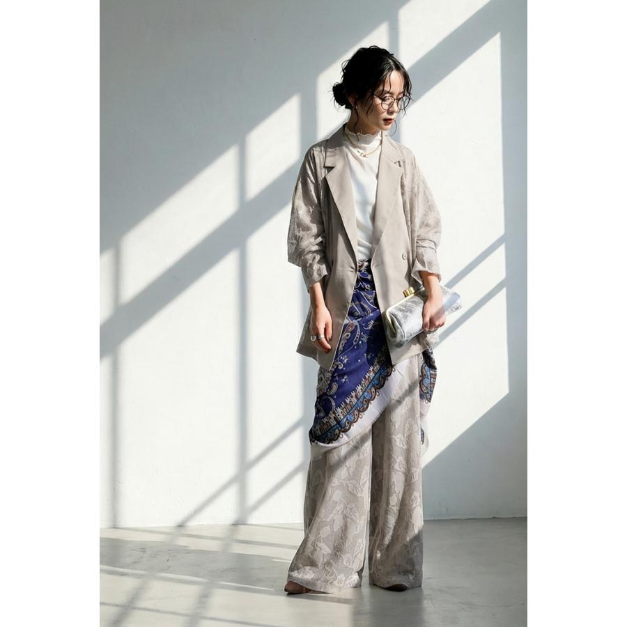 花柄レース ワイドパンツ レディース ロング 裏地付き 送料無料・再入荷 メール便不可の画像