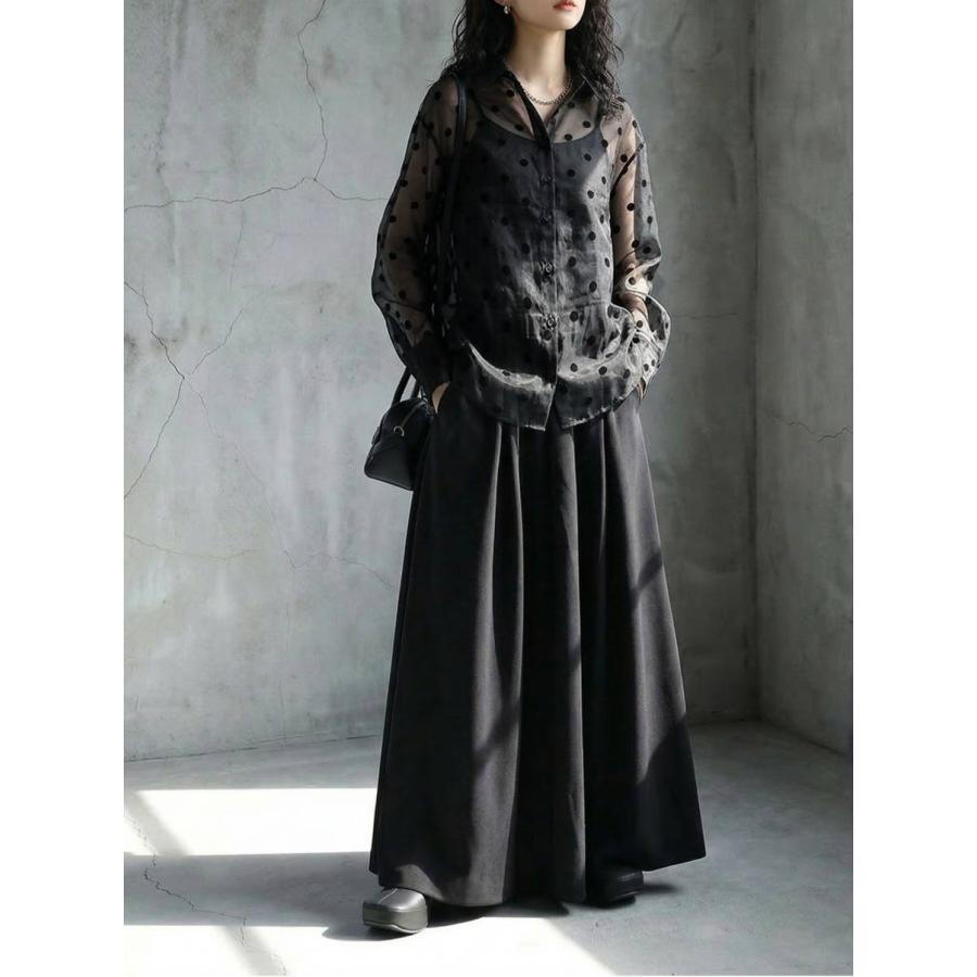 antiqua（アンティカ） ドット柄 シアーシャツ レディース 長袖 シャツ