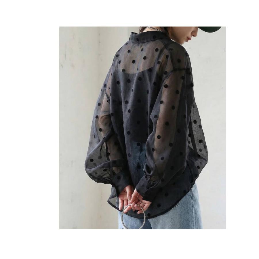 antiqua（アンティカ） ドット柄 シアーシャツ レディース 長袖 シャツ
